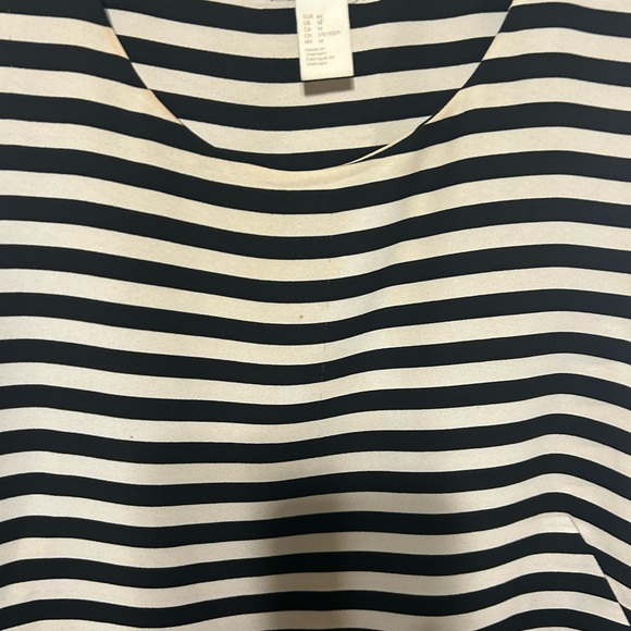 H&M Shift  Y2K Shift Dress White with Black Stripes Sz 14 - Picture 2 of 9